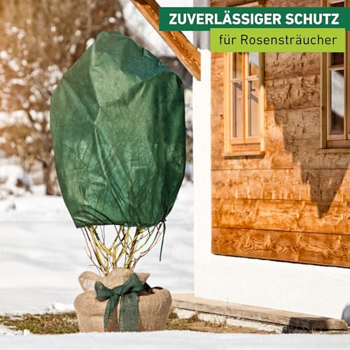 Windhager Winter-Vlies Rosenvlies-Haube Thermovlies Gartenvlies Frostschutz Kälteschutz für Rosen, 3 Stück, 0,75x1 m, 30 g, grün