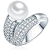 Produktbild Valero Pearls Damen-Ring Hochwertige Süßwasser-Zuchtperlen in ca. 10 mm Button weiß 925 Sterling Silber Zirkonia weiß - Perlenring mit echten Perle weiss 60201416