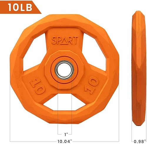 Miniatura 2 de SPART Placa de peso codificada por colores de 1 pulgada, placa de agarre estándar con revestimiento de goma para barra, placas de peso de hierro