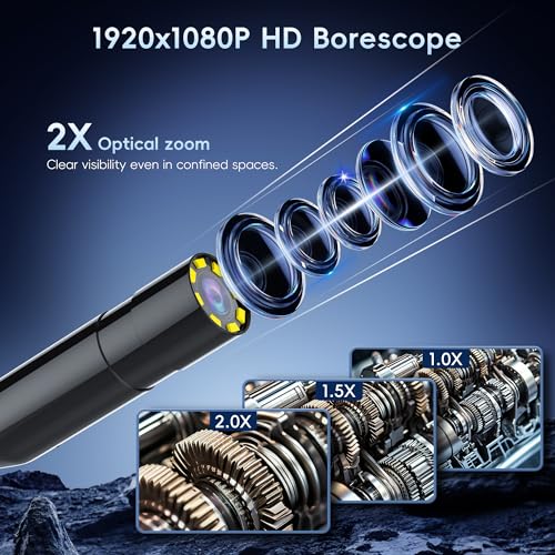 Image of 32.8FT Endoscope Camera with Light, 1080P HD Borescope Inspection Camera with 8 LED Lights, IP67 Waterproof Sewer Tools Snake Camera with 4.3 inch IPS Screen, 32.8Feet Semi-Rigid Cable for Auto & Plumbing