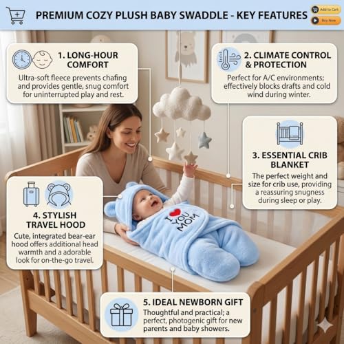 Image of BRANDONN Baby Blanket Newborn Combo Gift Pack of Swaddle Wrapper, 0-9 Months, Length 68 cm x Width 68 cm, Pack of 2 Pcs.