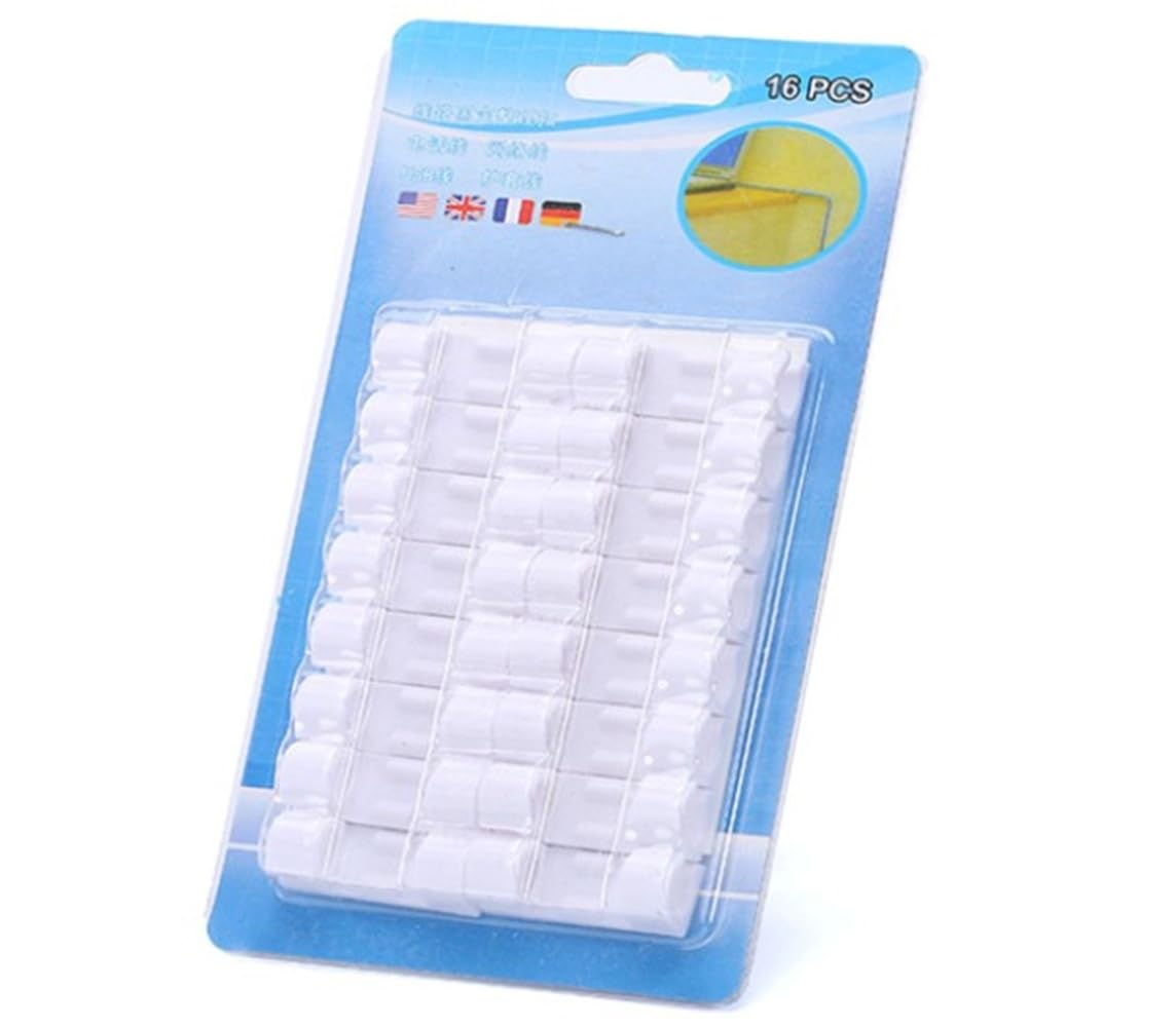 BHOOLU&GOOLU Self-Adhesive Cable Clips, White, ABS, 2.8cm, Dual Slot Wire Organiser for Home and Office - Whitee - 16 Pcs/Pack-image-37
