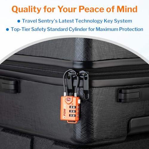 Image of TSA Approved Cable Luggage Locks, Re-settable Combination with Alloy Body, Orange 4 Pack, One Size, Modern