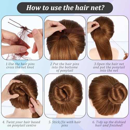 GEEHUA Conjunto de 50 redes de cabelo para coque, redes invisíveis e 40 pinos de cabelo em forma de