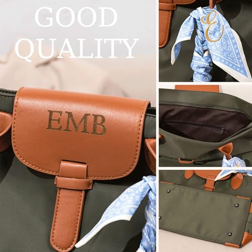 Bolso tote grande impermeable personalizable CALLIE con cinta bordada con inicial y nombre, bolso de hombro para mujer miniatura 5