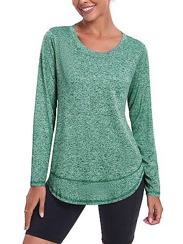 Crewhpo Sportshirt Damen Langarm - UPF 50+ Mit Daumenlöchern Für Fitness & Yoga