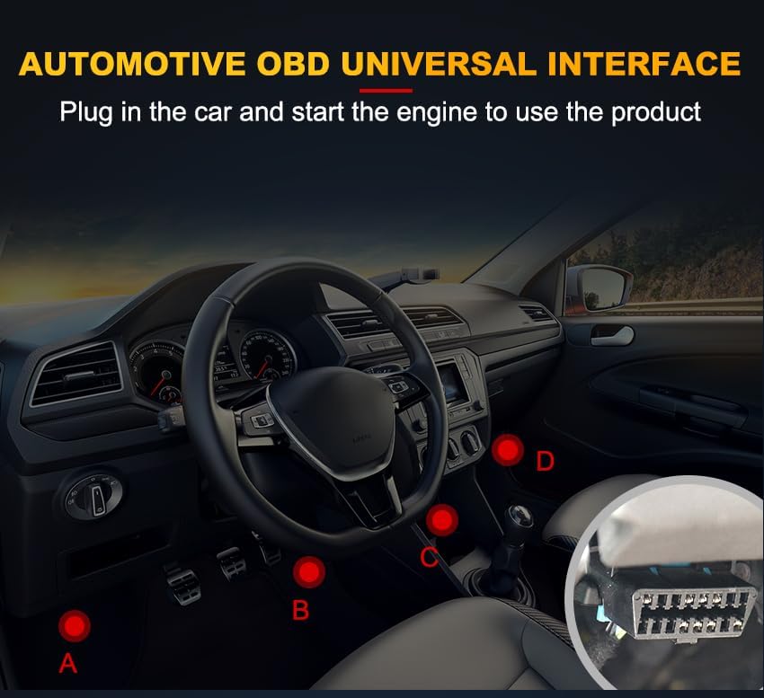 Outzone V520 OBD2 Car Diagnostic Tool connected to a car's OBD port