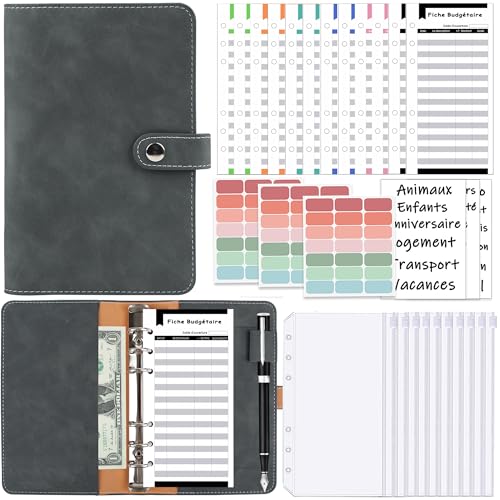 KIHONI Budget Planner tedesco A6, organizer per soldi con 12 tasche per rilegatura, 12 fogli di budget tedesco, per viaggi, diario e regalo
