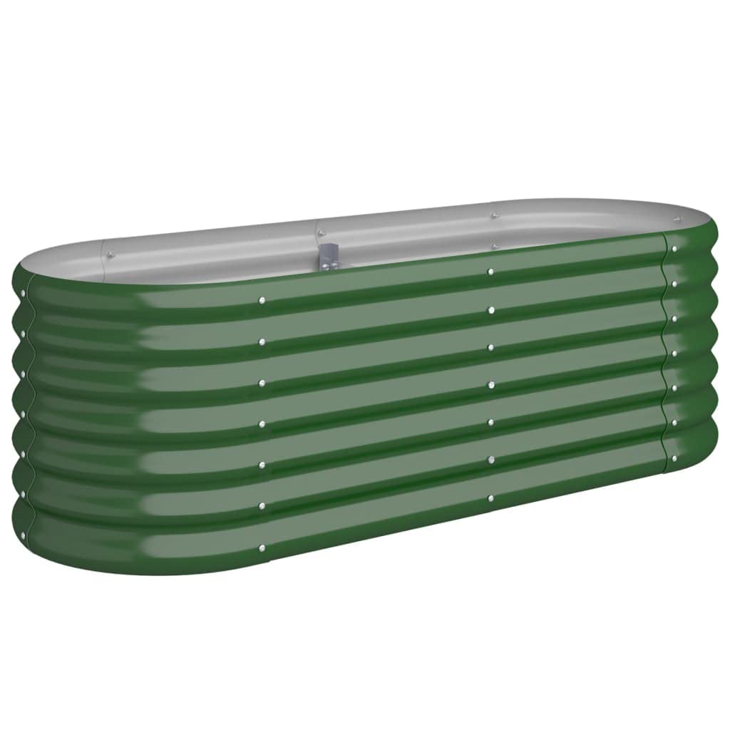vidaXL Garden Raised Bed Flower Stand Pot Plant Tray Balcony Flower Box Plant Pot Stand Patio Planter Box Galvanised Steel 114x40x36 cm Green