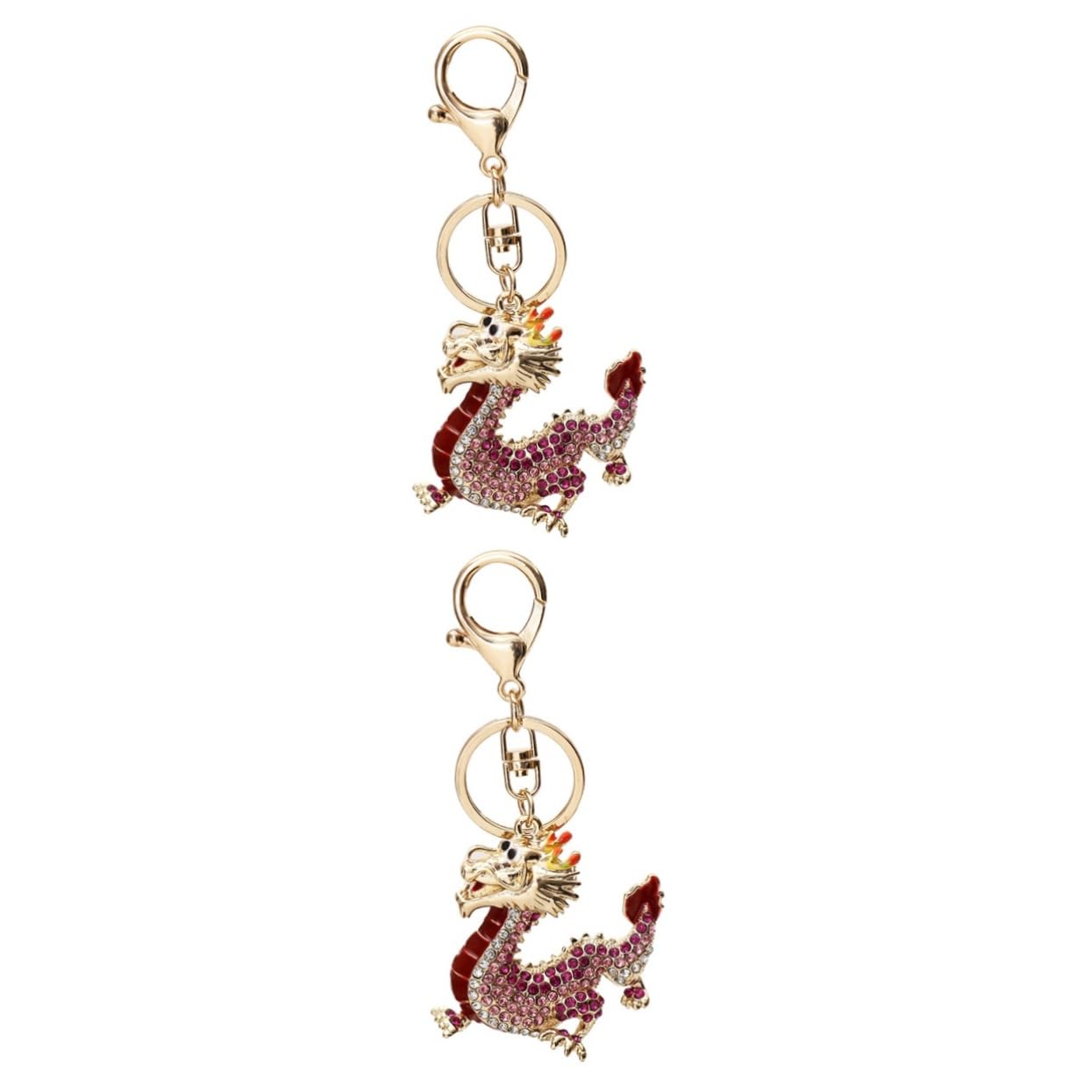 vfdaSWQQ 2pcs Dragon-Shaped Keychain Car Keyring Car Decoration Feng Alloy