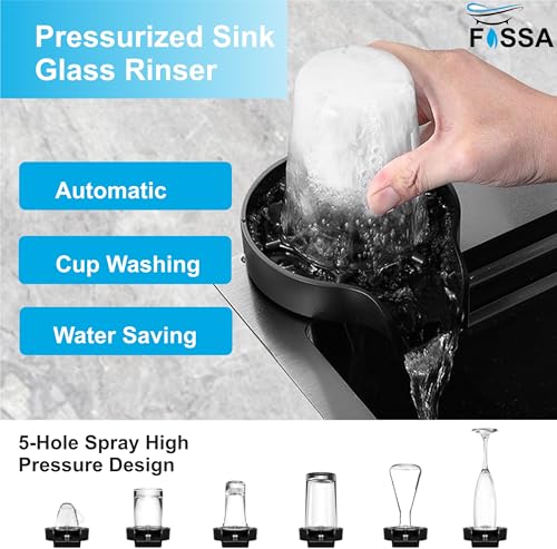 Image of Fossa 30 inchx18 inchx09 inch 5-Year Warranty Single Bowl Waterfall Kitchen Sink Honeycomb Embossed Sink with Nano Coating, Stainless Steel, Rectangular Workstation, Faucet with Included All Accessories. (Grey)