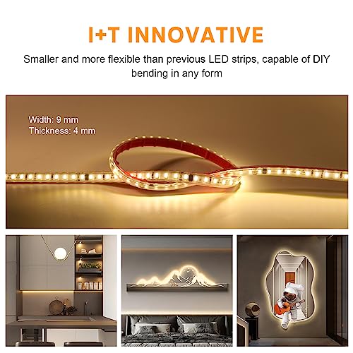 Image of White LED Strip Light Waterproof LED Light Strip AC 110-130V 5 Meter LED Tape Light 16.4 Foot 120 LEDs /M Flexible Adhesive Strip Lighting 4000K for Under Cabinet Outdoor Indoor