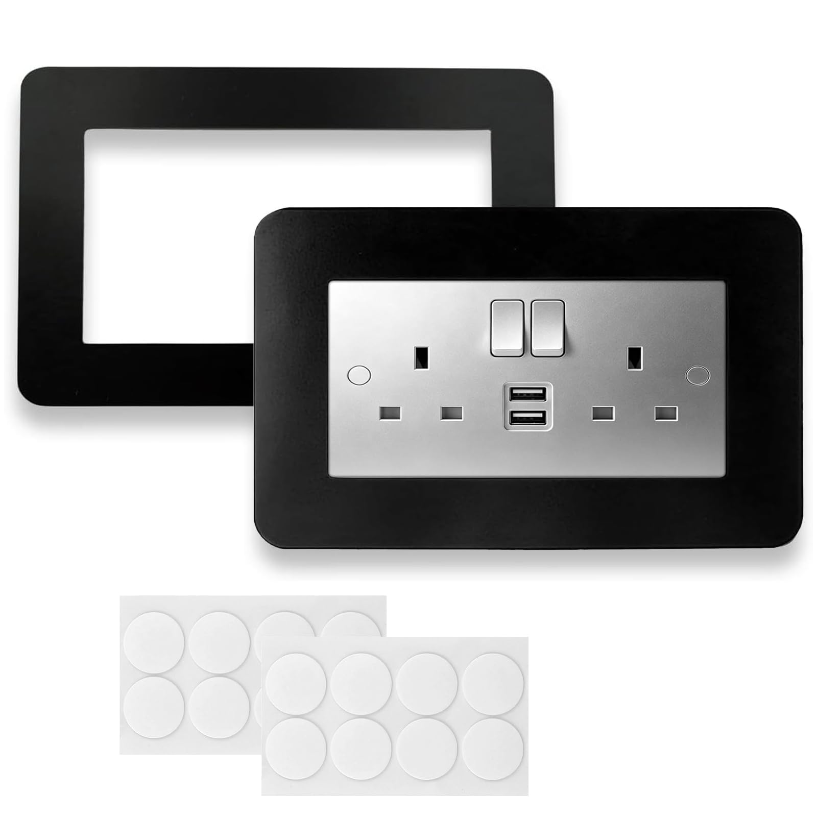 2PCS Double Socket Surround, Double Light Switch Cover, Acrylic Wall Guard