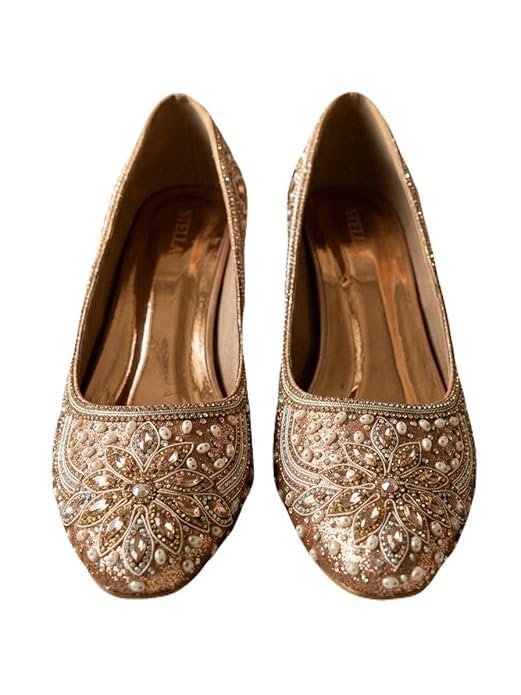STELLAH Women’s Embellished Rose Gold Bridal Heels – Handcrafted Crystal & Pearl Stiletto Pumps with Unique Geometric Clear Heel – Luxury Festive Footwear for Weddings & Parties-image-26