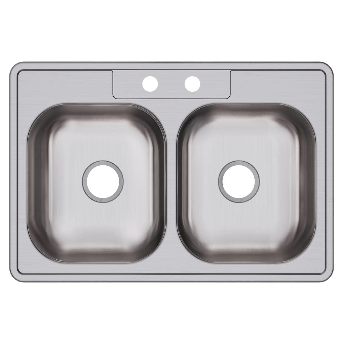 Dayton Stainless Steel 33" x 22" x 6-9/16", 2-Hole Equal Double Bowl Drop-in Sink
