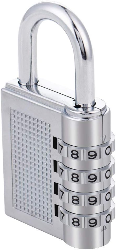 KIRA Cute 4-Digit Safe PIN Hand Bag Shaped Combination Padlock Lock, Painted Finish (Silver)