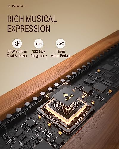 Image of Donner DDP-80 PLUS Digital Piano 88 Key Weighted Keyboard, Home Electric Piano, Supports USB-MIDI & Headphones Connection, Semi-open Cover Designed, with Metal Three Pedal, Power Adapter