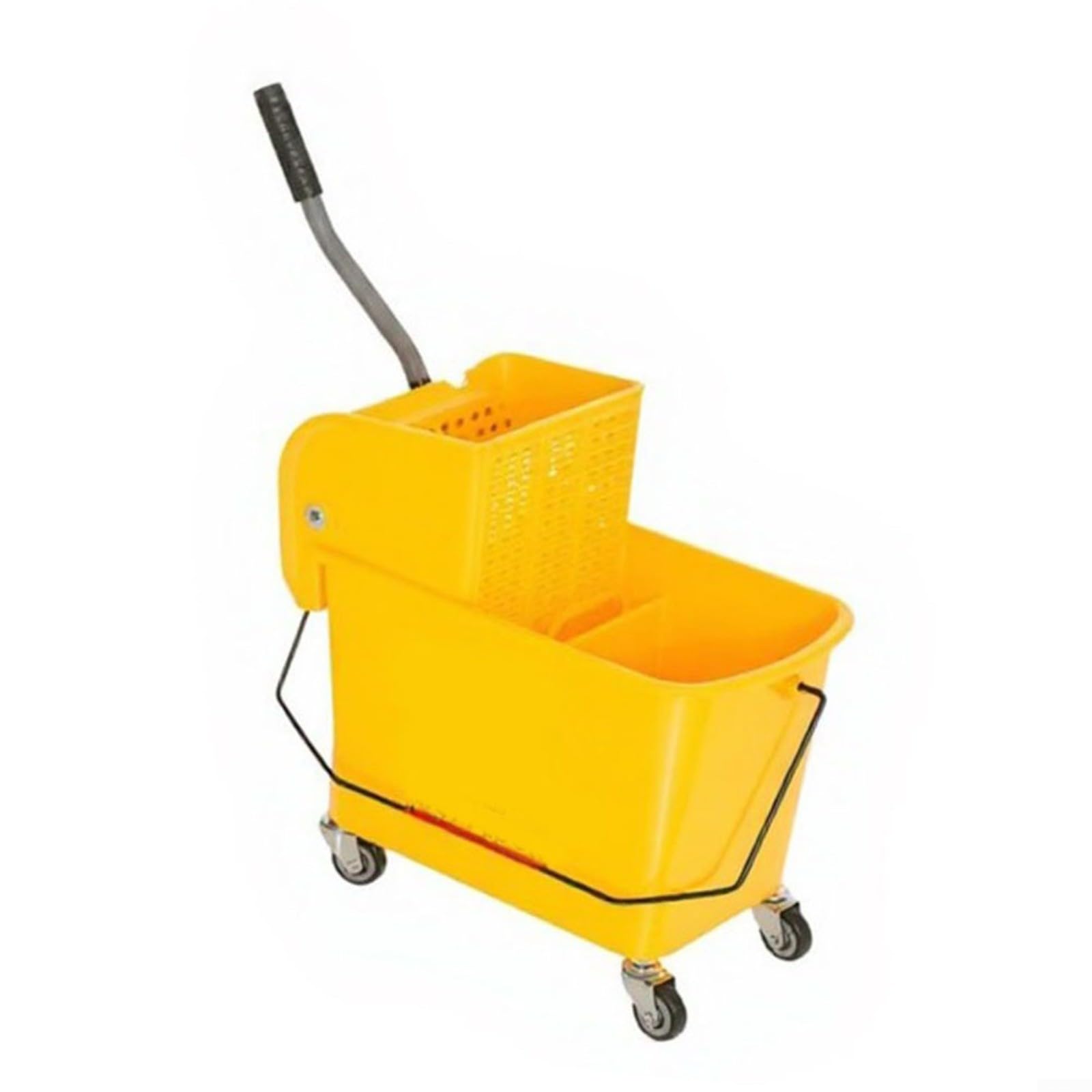 1 cubo de fregona comercial con escurridor, carrito de limpieza portátil de 24 litros con ruedas, diseño de prensa lateral para funcionamiento manos libres, ideal para restaurantes y
