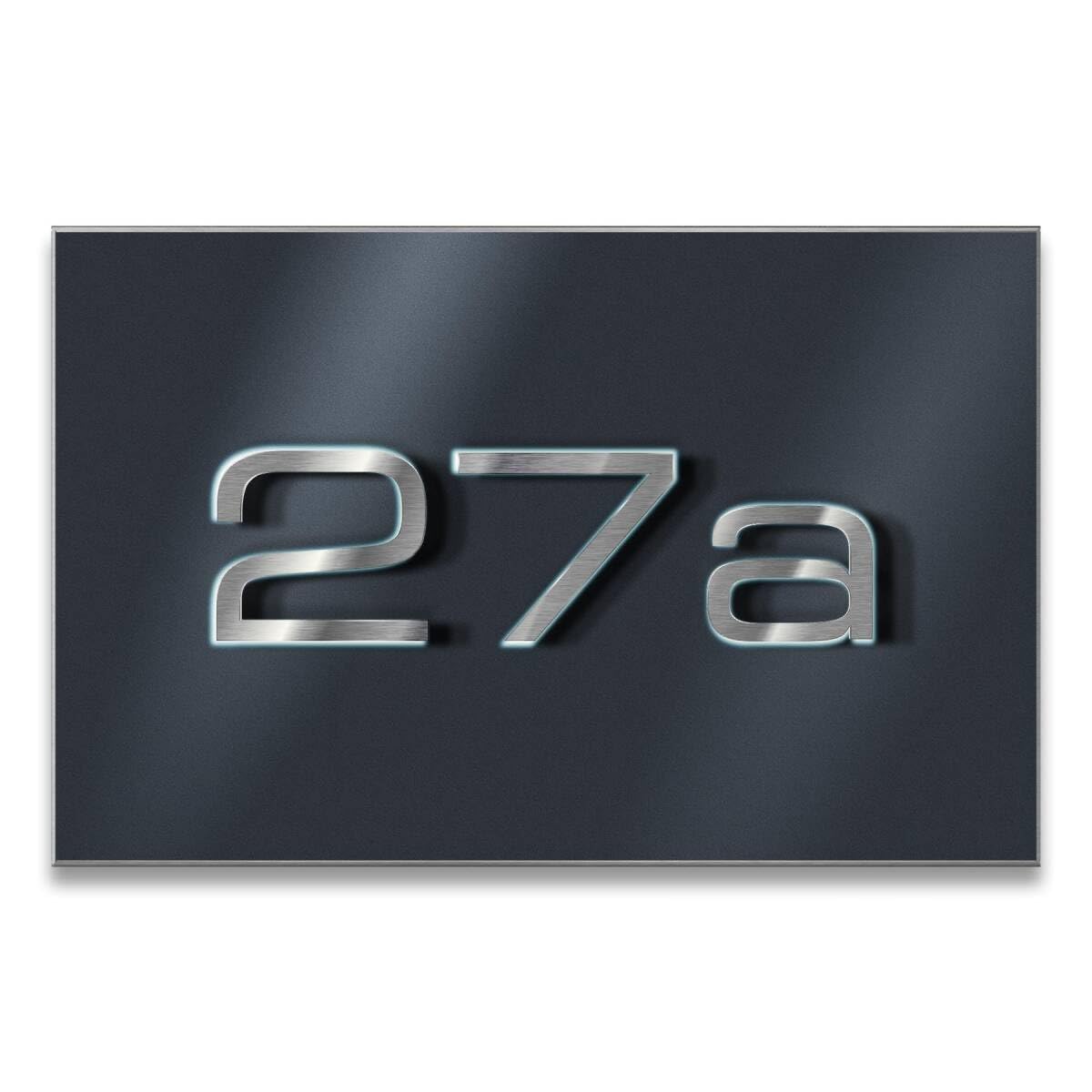 Metzler placa de número de casa LED en acero inoxidable | 3 cifras en diseño 3D | antracita RAL7016 | iluminada y resistente al clima | 31x20 cm