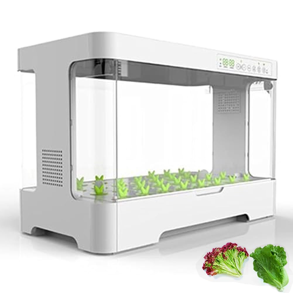 Kits de cultivo hidropónico, kit de jardín de hierbas para interiores de 30 cápsulas, sistema de cultivo acuapónico con luz LED de 20 W, kits de germinación con temporizador automático, tanque de agua