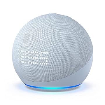 Echo Dot 5ª geração com Relógio | Smart speaker com Alexa | Display de LED ainda melhor | Cor Azul Claro