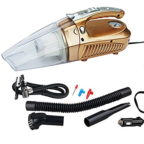 Sminiker Handheld Car Vacuum Cleaner, Wet and Dry Use with Powerful 12V DC 60W Power Supply and Multifunctions - Tire Inflator Pump 150 PSI Air Compressor ,Tire Pressure Gauge and LEDs light