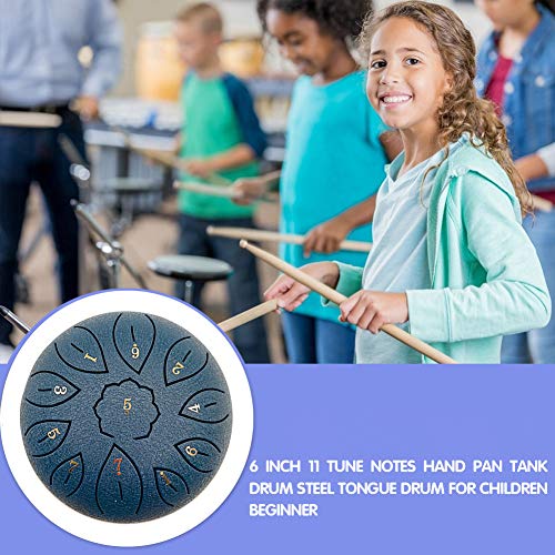 Steel Tongue Drum 11 Notes 6 Inches, Dia Lotus type Steel Handpan Drum Tung Drum C-Key with Mallets Book, Notes Sticker, Drum Stick Holders, Finger Picks, Bag for Children Beginner