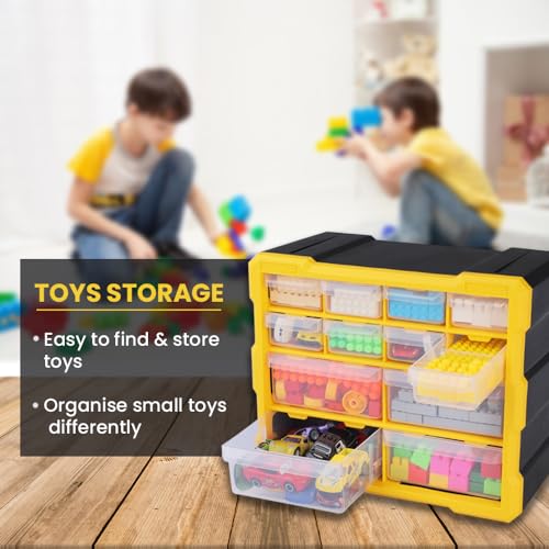 Image of Alkon Plastics Component Organiser with Drawers (ACO12) | Small Parts Storage Jewellery Pharmacy Shop Medicine Nuts Screws Bolts DIY Clinic Hospital Mobile Shop |12 Drawers