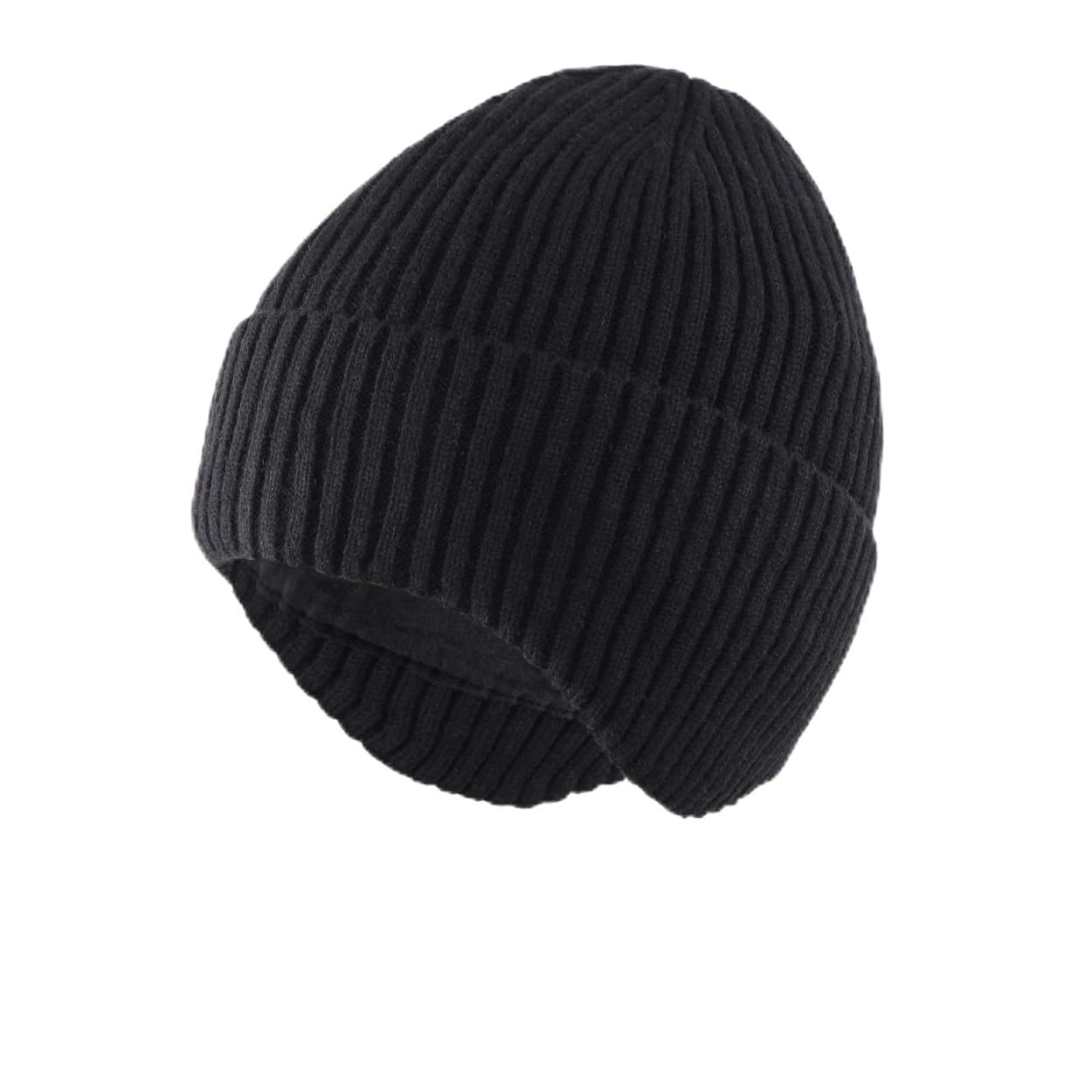 Magracy Outdoor Men's Winter Hat Warm Knit Earflap Hat Fleece Lined Beanie Hat Ski Snow Black