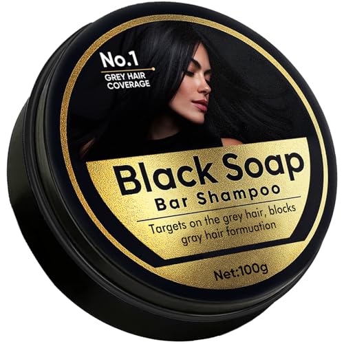 Natural Black Soap For Gray Hair Coverage, Gray Hair Reverse Bar Nourishing & Revitalizing Formula with Bamboo Charcoal, Ginseng, and Vitamins - 3.53Oz