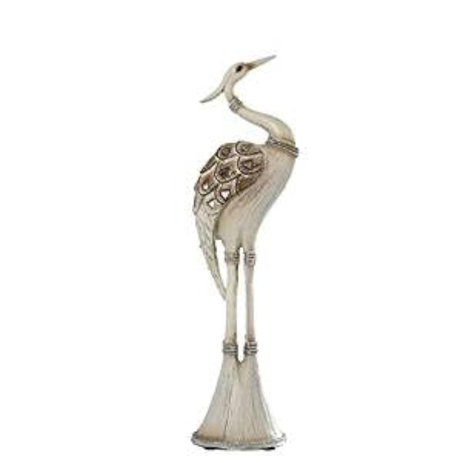 Figurine héron DRW en résine marron avec plumes sculptées de 32 cm
