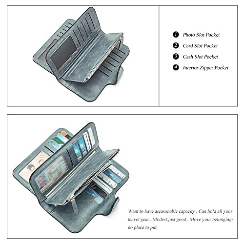 Women Wallet Soft PU Leather Multi Card Organizer Ladies Clutch (Grey)3