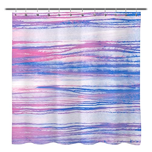 Sunlit Design Abstract Sunset Glow Fabric Shower Curtains, Oil Painting Pink Purple and Blue Curtain for Home Bathroom Decor Tapestry