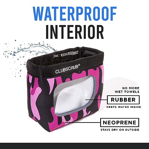 Image of Club Scrub Golf Club and Golf Ball Cleaning Bag, Waterproof Clean Face Technology Liner, Detachable Clip, Machine Washable, Cleans Club Grooves, Dry Exterior (Neoprene or Microfiber Option Available)