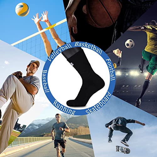 Sevening Black Long Basketball Compression Socks - 3 Pack Thick Elite Basketball High Crew Socks For Men&Women, Suitable Team Sport #TOP4