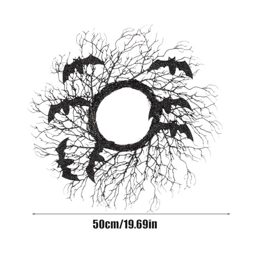 Couronne noire d'Halloween en branches pour fenêtres et murs de salon - 6