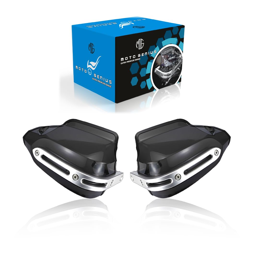MOTO GENIUS Universal Bike Hand Guards Protectors | Wind Deflector Made for Hand Safety While Riding All Motorcycle (Black)