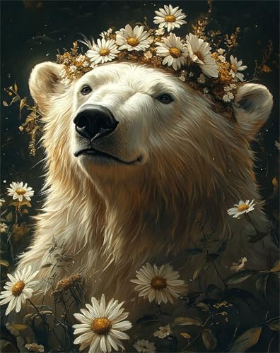 Pintar por Numeros Adultos Osos polares, DIY Pintura por Números Flores, Kit Manualidades Adultos con Pinceles y Pigmento Acrílico, Paint by Numbers Adult para Decoración del Hogar, 100x135cm x z506