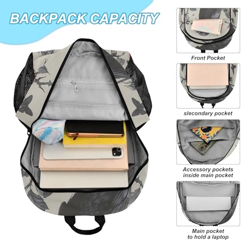 Crow Skull Red Rose Backpack Book Bag Daypack Shoulder Bag Lightweight Back Pack with Lunch Box Travel Laptop Daypack 18.5 x 11.8 In4