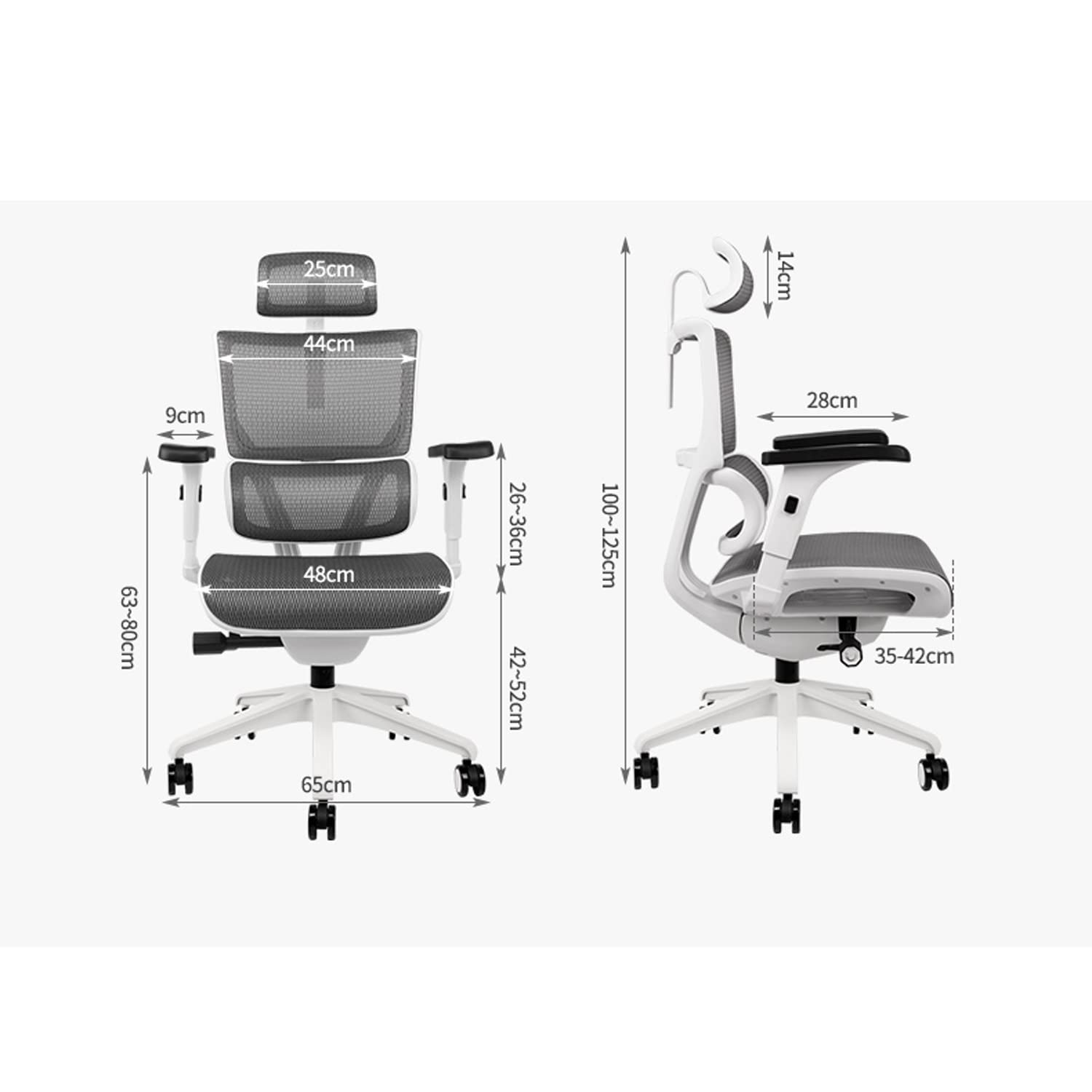 Ergonomiczne, oddychające krzesło biurowe z siatką z regulowanym podłokietnikiem, wysokość nachylenia, obrotowe i podparcie lędźwiowe, do gier komputerowych i nauki, wygodne krzesło biurkowe do