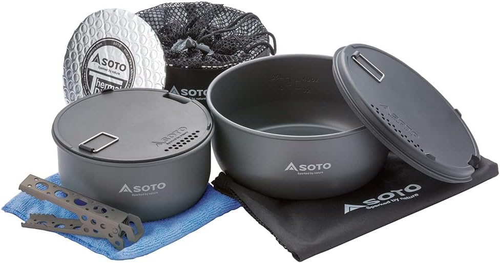 SOTO Navigator Camping Cookware Set - Slip Resistant, Shock Resistant Corrosion Resistant, and Multi-Functional Cookware