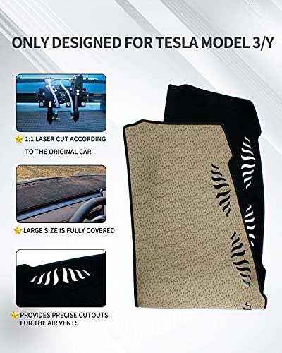 Bartoo Dashboard Cover For Tesla Model 3 Y,Large Size Flannel Dashboard Mat Compatible With Tesla Model 3 Model Y 2017-2023 Dashboard Decorative Panel Cover Interior Auto Accessories #TOP2
