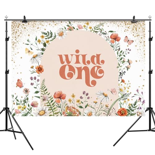Fondo fotográfico Wild One 7x5 pies con diseño floral dorado miniatura 5