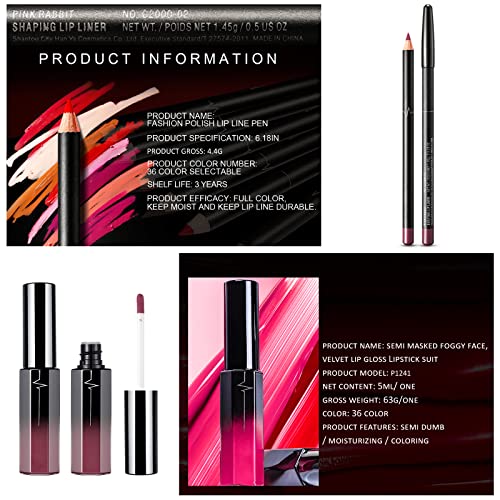 Erinde Black Dark Red Lip Liner Lipstick - Makeup Set, Long-Lasting Non-Stick Cup Velvet Lipstick Matte Kit - Not Fade Waterproof Lip Liner Kit For Daily Makeup And Holiday Gifts #33 #TOP6