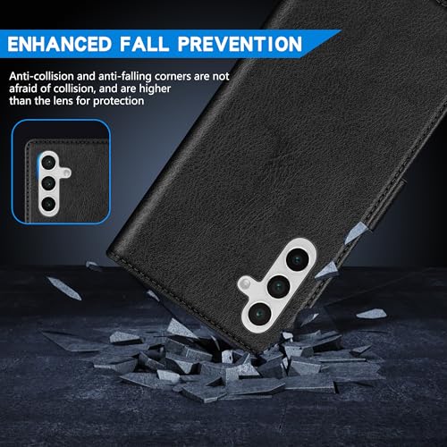 Image of ZZXX for Samsung Galaxy S25 Wallet Case with [RFID Blocking] Card Slot Kickstand Magnetic Closure Leather Flip Fold Protective Phone Case for Samsung Galaxy S25 5G Case Wallet(Black-6.2 inch)