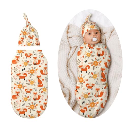 Image of Fox Swaddle Blankets Soft Receiving Blanket Baby Swaddle Wrap for Baby Girls Boys