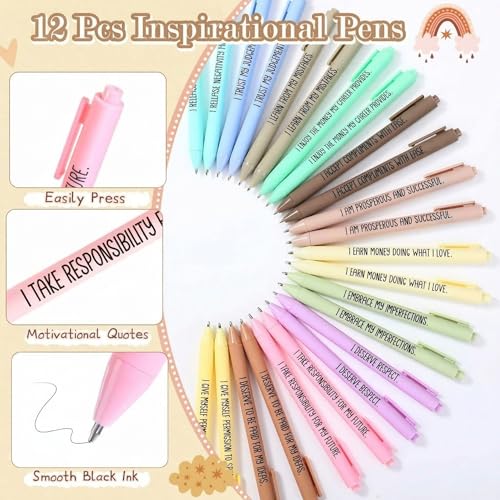Image of Mooliwe 24 Pcs Positive Affirmation Gift Set Gratitude Notebooks with Pens Small Bags Motivational Encouragement Notepads Daily Affirmations Journal for Women Stress Relief Self Care (Cute)