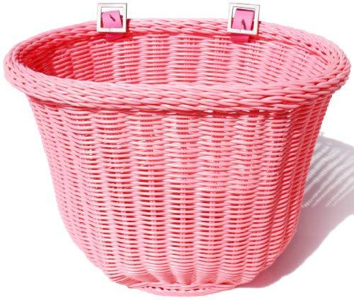 Colorbasket 01310 Adult Front Handlebar Bike Basket, All Weather, Water Resistant, Adjustable Leather Straps, Pink