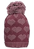 Sterntaler Baby Mädchen Mütze Baby GOTS Bommelmütze Herzen Mütze - Mütze Baby, Kappe Kinder - gefüttert mit Baumwollfleece - pink, 55