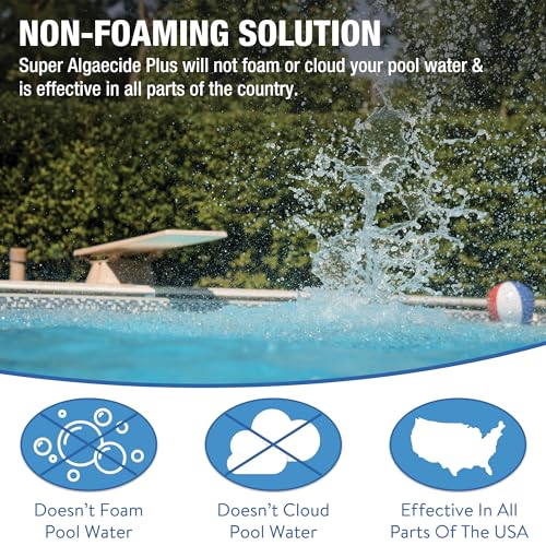 Image of Doheny's Super Algaecide Plus | Pro-Grade | Effective Against Most Algae Types | 7.1% Chelated Copper (Chelated to Reduce Staining) | Non-Foaming, No Clouding | Safe to Swim After Use | 40oz Bottle
